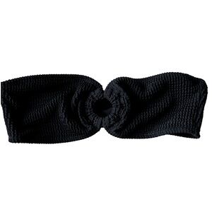 NASTY GAL Black Crinkle Ring Bandeau Bikini Top